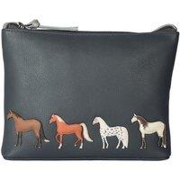 Mala leather Women's Horse Equestrian Soft Leather Crossbody Bag - Adjustable Strap in Dark Grey