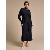 GWD by GEORGE W. DAVIES Women's Sparkle Iris Knitted Navy Skirt | Size: Large