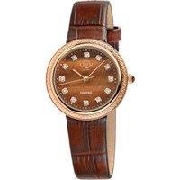 GV2 Women's Arezzo Swiss Quartz Diamond Genuine Italian Handmade Leather Watch in Brown