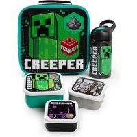 Minecraft Lunch Bag Bottle & 3 Snack Pot | Unisex Kids Black