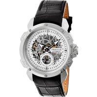 Heritor Automatic Men's Conrad Skeleton Leather-Band Watch in Silver