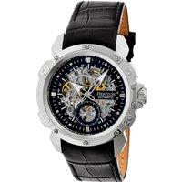 Heritor Automatic Men's Conrad Skeleton Leather-Band Watch in Black