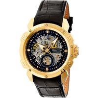 Heritor Automatic Men's Conrad Skeleton Leather-Band Watch in Gold