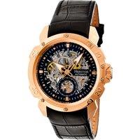 Heritor Automatic Men's Conrad Skeleton Leather-Band Watch in Rose Gold
