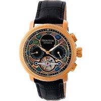 Heritor Automatic Aura Men's Semi-Skeleton Leather-Band Watch in Rose Gold
