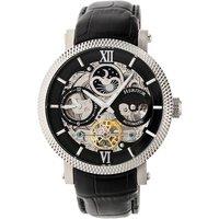 Heritor Automatic Men's Aries Skeleton Leather-Band Watch in Black