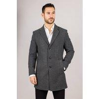 Infinity Leather Men's Notched Lapel Collar Wool Blend Overcoat in Grey | Size: 38R
