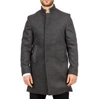 TruClothing Men's Stand Collar Wool Blend Overcoat Classic Trench Coat Winter Jacket in Grey | Size: 5XL