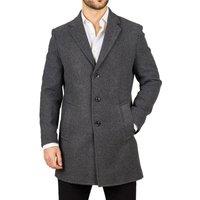 TruClothing Men's Notched Lapel Collar Wool Blend Overcoat Classic Trench Coat Winter Jacket in Grey | Size: Small