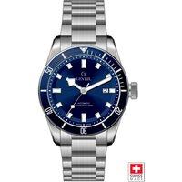 Gevril Men's Yorkville Swiss Automatic SW200 Blue Dial Stainless Steel Watch in Silver