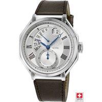 GV2 Men's Marchese Stainless Steel, Silver Dial Watch, Genuine Italian Brown Leather Watch