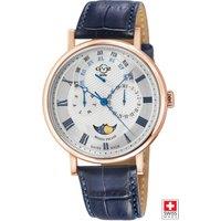 GV2 Men's Maestro IPRG Case, White Textured Dial, Blue Handmade Italian Leather Strap