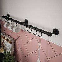 Rothley Black Matt Adjustable Hanging Easy Fit Kitchen Utensil Rail Kit 60cm