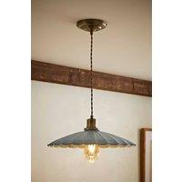 ValueLights Holborn Brushed Gold with Scallop Shade Ceiling Pendant Light in Mid Grey