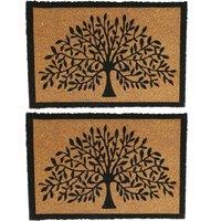 Nicola Spring Coir Door Mats - 60 x 40cm - Tree of Life - Set of 2 | Size: 40 cm x 60 cm