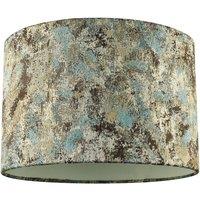Happy Homewares Graphic Designer Round Drum Lamp Shade in Teal Cream & Taupe Colours | Size: 12 inches