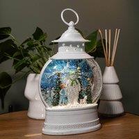Samuel Alexander 28cm White Light up The Snowman, Snowdog & Billy Christmas Water Spinner with LEDs