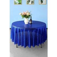 Neel Blue 120 Inch Round Sequin Tablecloth in Royal