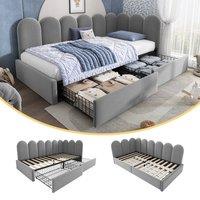 Matteo Grey Velvet Upholstered Bed for Kids Daybed with Drawer Storage | Size: Single