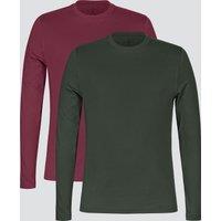 Enorsia Men's Long Sleeve Cotton T-Shirt 2 Pack | Size: 2XL