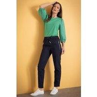Klass. Women's Pull On Cotton Stretch Slim Leg Trousers in Navy | Size: 20
