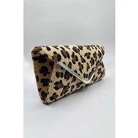 SVNX Women's Leopard Clutch Bag in Light Beige