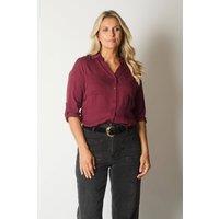 SOLO Women's Button-Up Blouse with Pockets in Wine | Size: 12