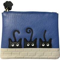 Mala leather Women's Peek A Boo Cats Leather RFID Coin Purse in Blue | Size: Small