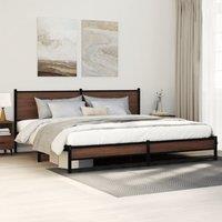 Berkfield Home Metal Bed Frame without Mattress Brown Oak 193x203 cm