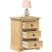 Berkfield Home Bedside Cabinet Corona 53x39x66 cm Solid Wood Pine in Brown | Size: 53 x 39 x 66 cm