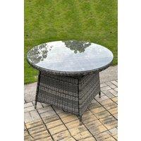Fimous PE Rattan Round Dining Table With Clear Tempered Glass in Dark Grey