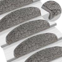 Berkfield Home Stair Mats 10 pcs 65x21x4 cm Grey | Size: Medium