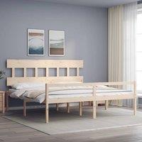Berkfield Home Bed Frame with Headboard 200x200 cm Solid Wood in Brown