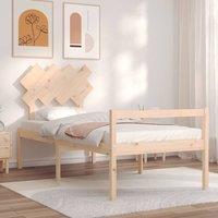 Berkfield Home Bed Frame with Headboard 90x200 cm Solid Wood in Brown