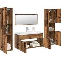 Berkfield Home 5 Piece Bathroom Furniture Set Old Wood Engineered Wood in Brown
