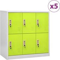 Berkfield Home Locker Cabinets 5 pcs Light Grey & Green 90x45x92.5 cm Steel