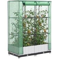 Berkfield Home Raised Bed with Greenhouse Cover Rattan Look 80x40x123 cm in White | Size: 80 x 40 x 123 cm