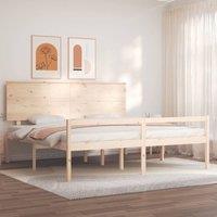 Berkfield Home Bed Frame with Headboard 200x200 cm Solid Wood in Brown