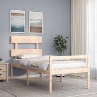 Berkfield Home Bed Frame with Headboard 90x200 cm Solid Wood in Brown