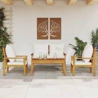 Berkfield Home 4 Piece Garden Lounge Set with Cushions Solid Wood Acacia in Brown