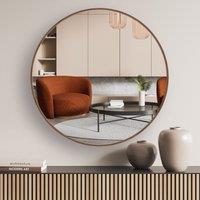 nielsen Jaron Round Aluminium Wall Mirror 80cm in Walnut