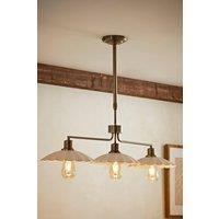 ValueLights Holborn Brushed Gold Cream Scalloped Shade 3 Drop Diner Ceiling Light