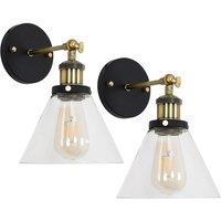 ValueLights Norton Industrial Pair of Black Indoor Wall Lantern