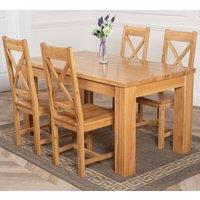 Thats Furniture Dakot 152 x 87cm Medium Oak Dining Table & 4 Berkeley Chairs in Brown | Size: 152 x 87 cm
