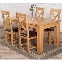 Thats Furniture Dakot 152 x 87cm Oak Dining Table & 4 Berkeley Brown Leather Chairs | Size: 152 x 87 cm