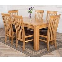 Thats Furniture Dakot 152 x 87cm Medium Oak Dining Table & 6 Harvard Chairs in Brown | Size: 152 x 87 cm