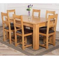 Thats Furniture Dakot 152 x 87cm Medium Oak Dining Table & 6 Lincoln Chairs in Brown | Size: 152 x 87 cm