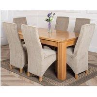 Thats Furniture Dakot 152 x 87cm Medium Oak Dining Table & 6 Lola Fabric Chairs in Grey | Size: 152 x 87 cm