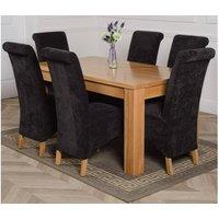 Thats Furniture Dakot 152 x 87cm Medium Oak Dining Table & 6 Montana Fabric Chairs in Black | Size: 152 x 87 cm