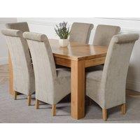 Thats Furniture Dakot 152 x 87cm Medium Oak Dining Table & 6 Montana Fabric Chairs in Grey | Size: 152 x 87 cm